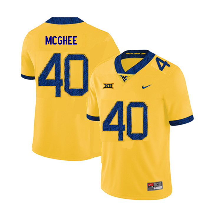 NCAA Men's Kolton McGhee West Virginia Mountaineers Yellow #40 Nike Stitched Football College 2019 Authentic Jersey OF23U38EB
